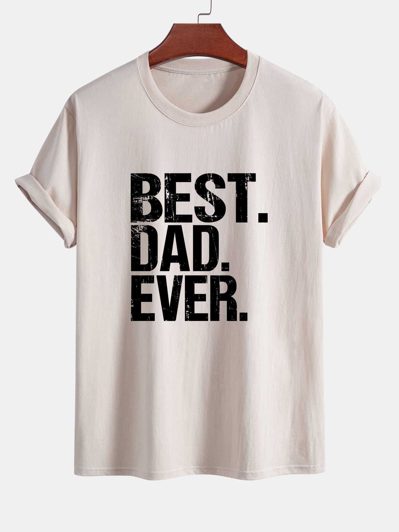 Regular Fit Best Dad Ever Print Cotton T-Shirt