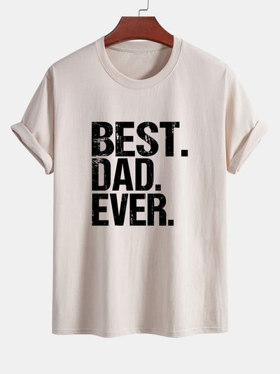 Regular Fit Best Dad Ever Print Cotton T-Shirt