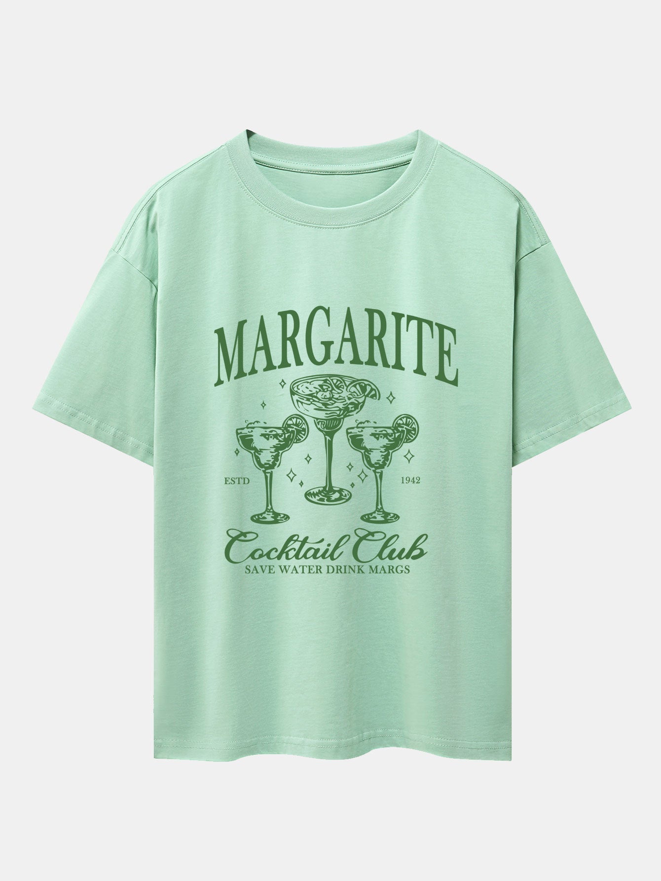 Cocktail Club Print Drop Shoulder Oversize T-Shirt