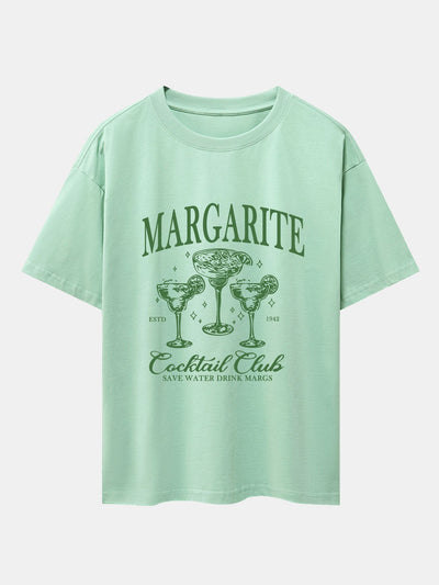 Cocktail Club Print Drop Shoulder Oversize T-Shirt