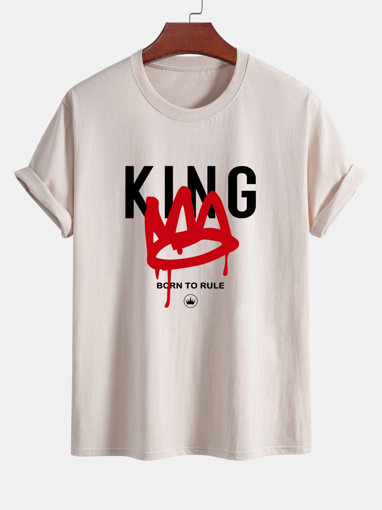 Regular Fit Crown King Print Cotton T-Shirt