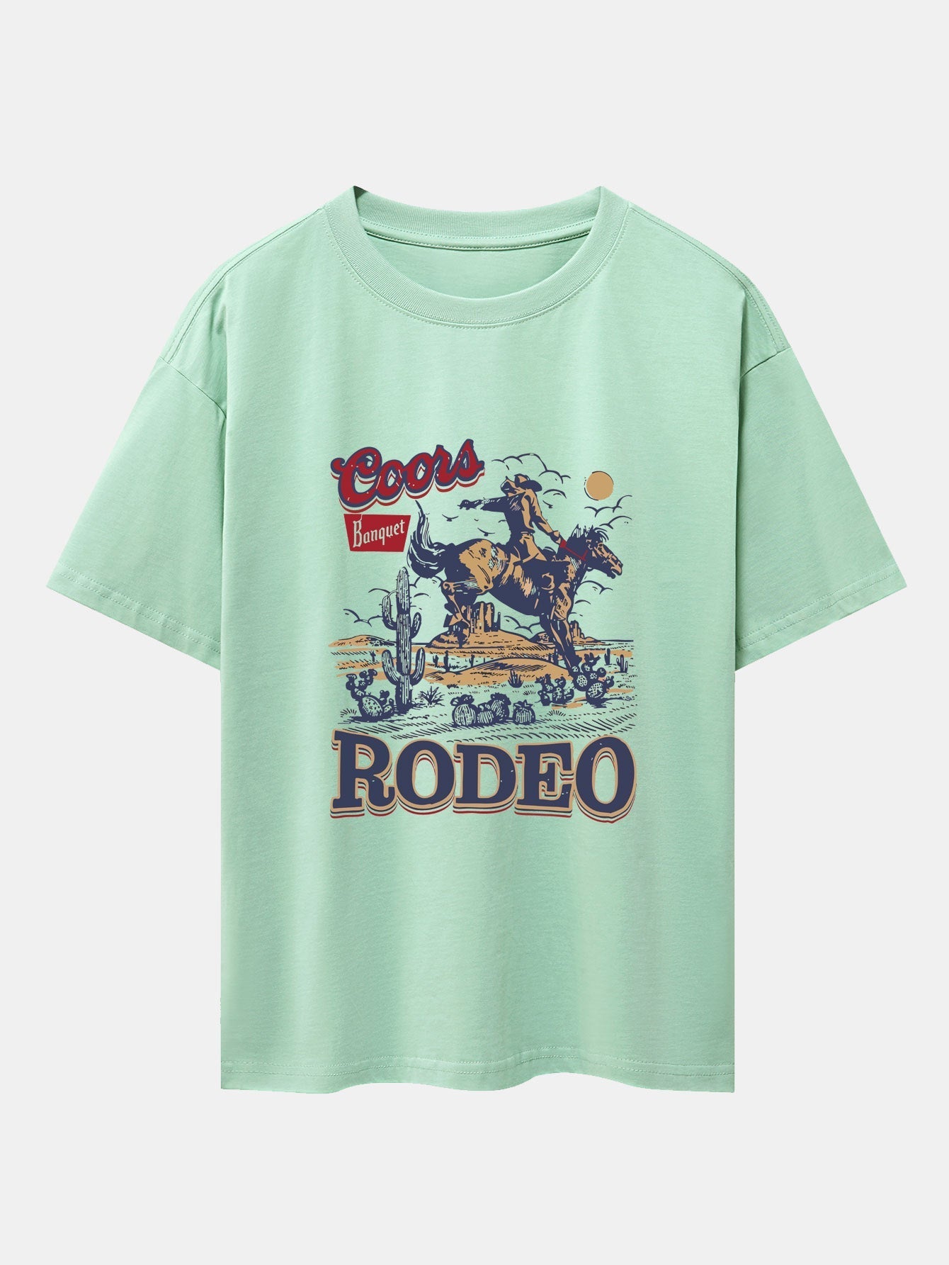 Western Cowboy Print Drop Shoulder Oversize T-Shirt