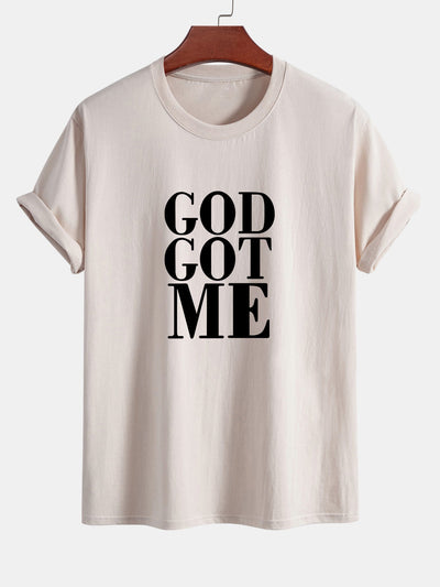Regular Fit God Got Me Print Cotton T-Shirt
