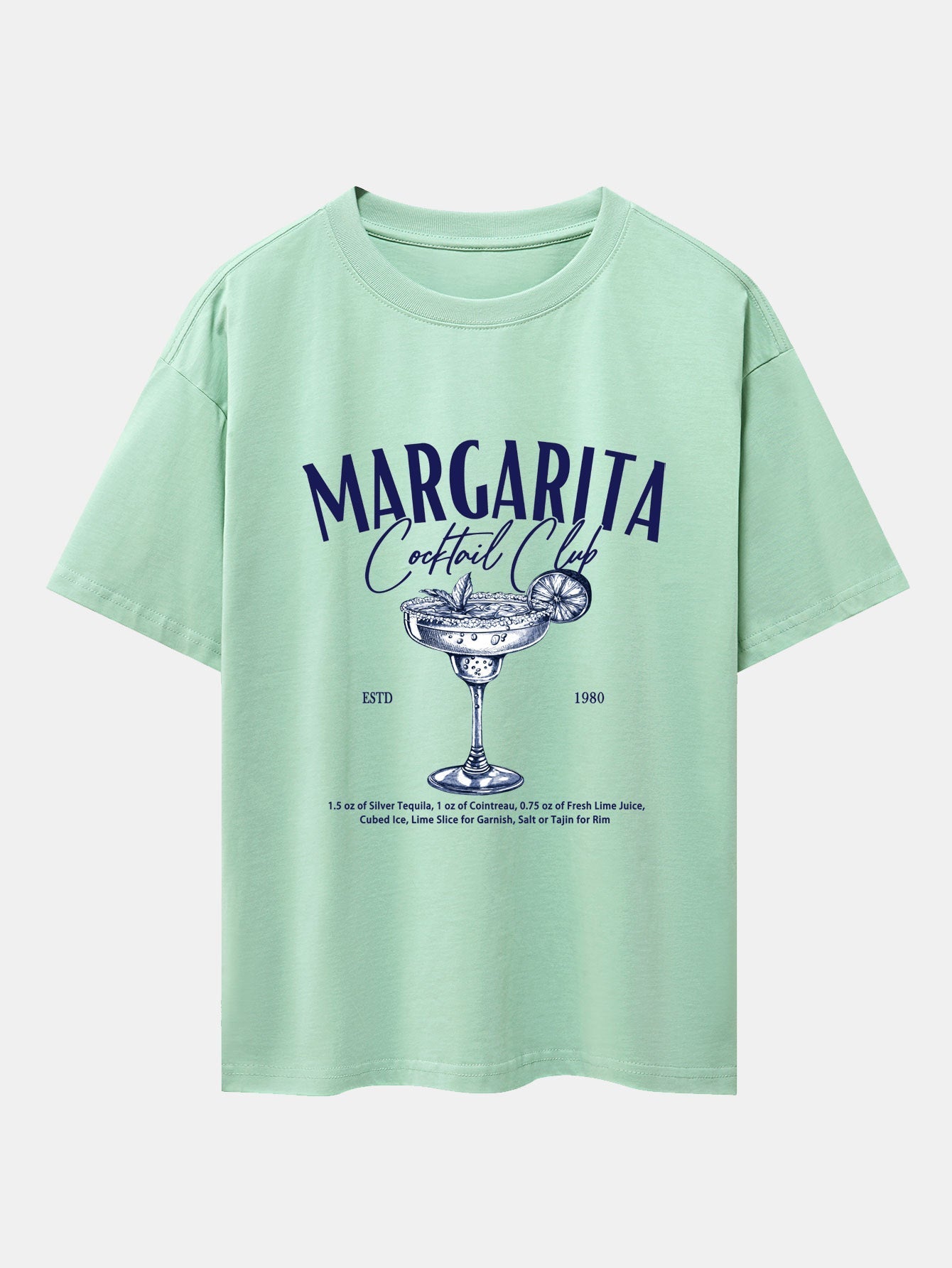 Margarita Cocktail Print Drop Shoulder Oversize T-Shirt