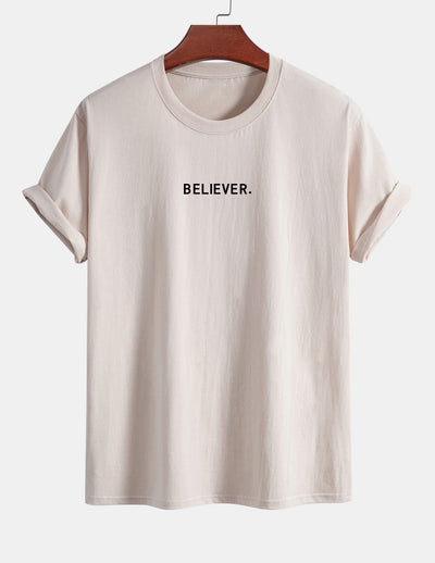 Regular Fit Believer Print Cotton T-Shirt