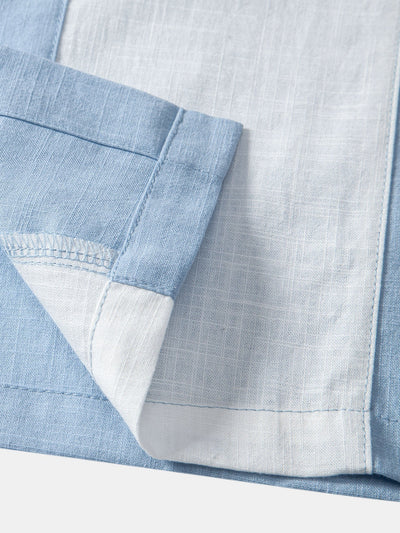 Linen Look Patchwork Bowling Shirt