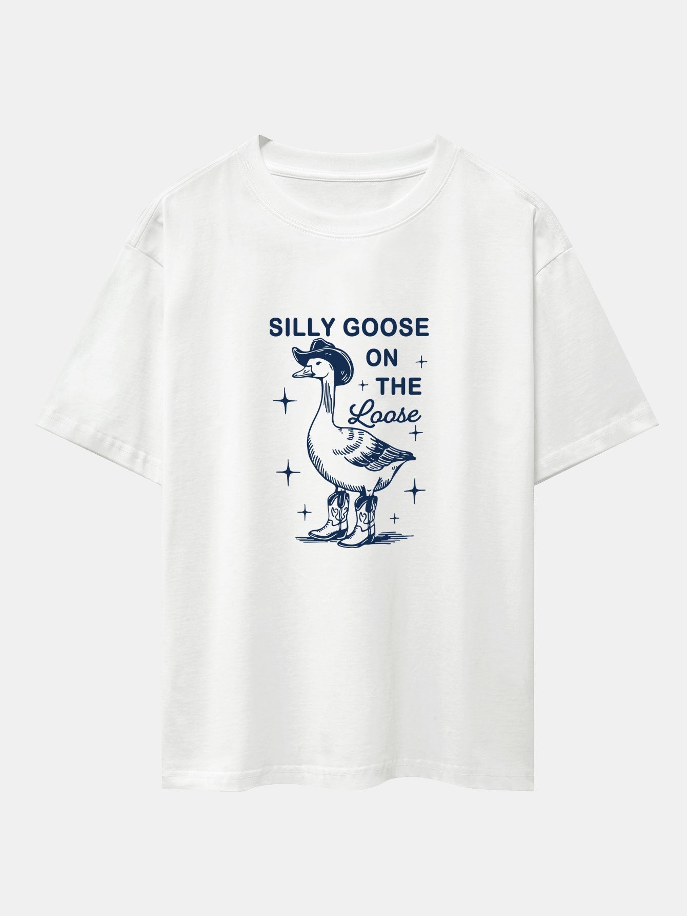 Silly Cowboy Goose Print Drop Shoulder Oversize T-Shirt
