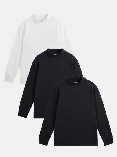3 Pieces Basic Long Sleeve Mock Neck T-Shirt