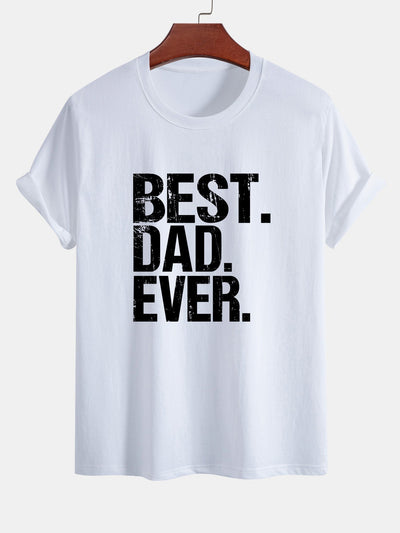 Regular Fit Best Dad Ever Print Cotton T-Shirt