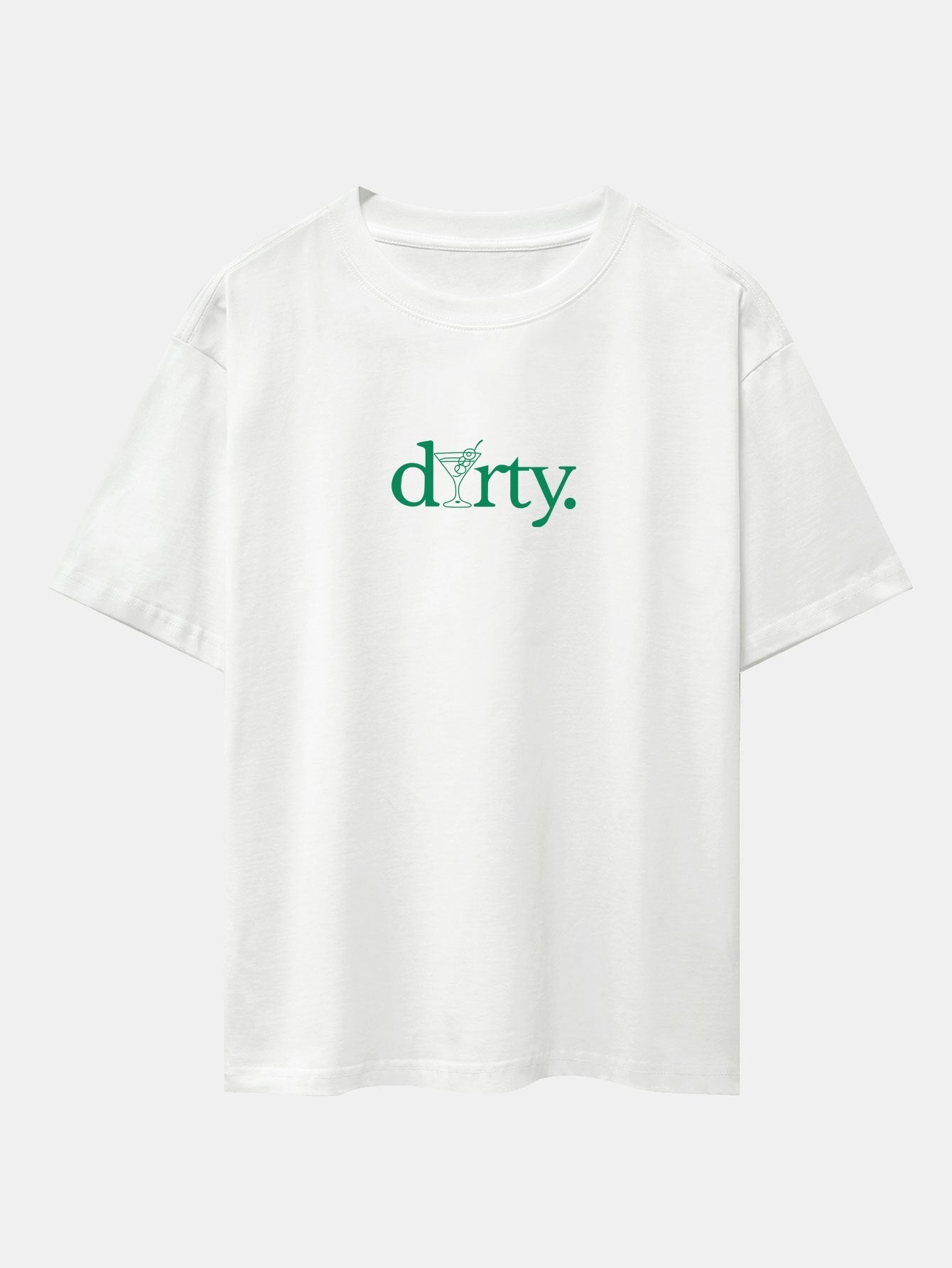 Dirty Cocktail Glass Print Drop Shoulder Oversize T-Shirt