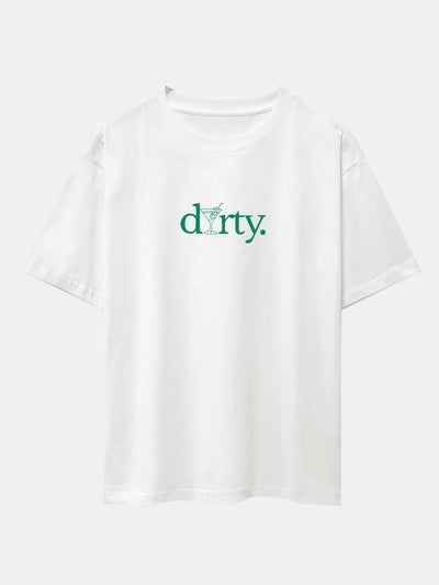 Dirty Cocktail Glass Print Drop Shoulder Oversize T-Shirt