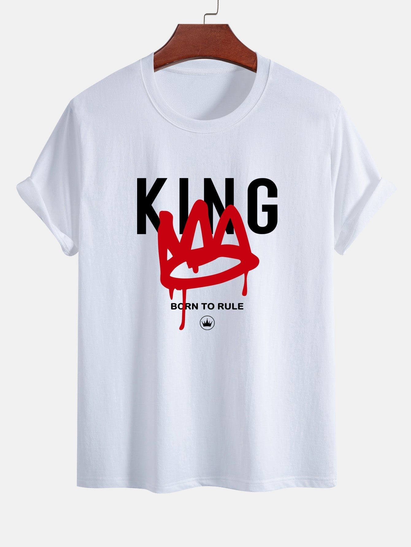 Regular Fit Crown King Print Cotton T-Shirt