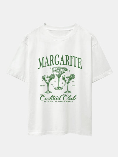Cocktail Club Print Drop Shoulder Oversize T-Shirt