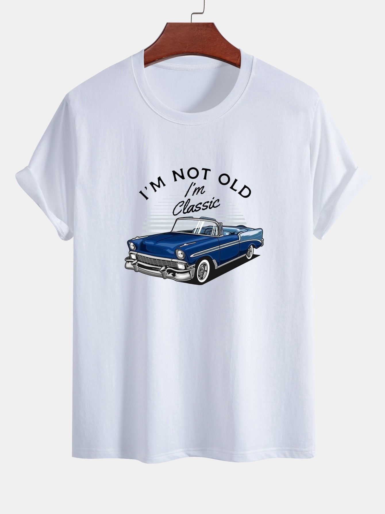 Regular Fit Car Slogan Print Cotton T-Shirt