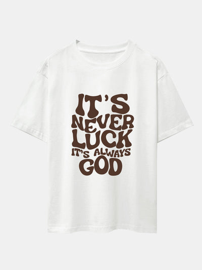 God Slogan Print Drop Shoulder Oversize T-Shirt