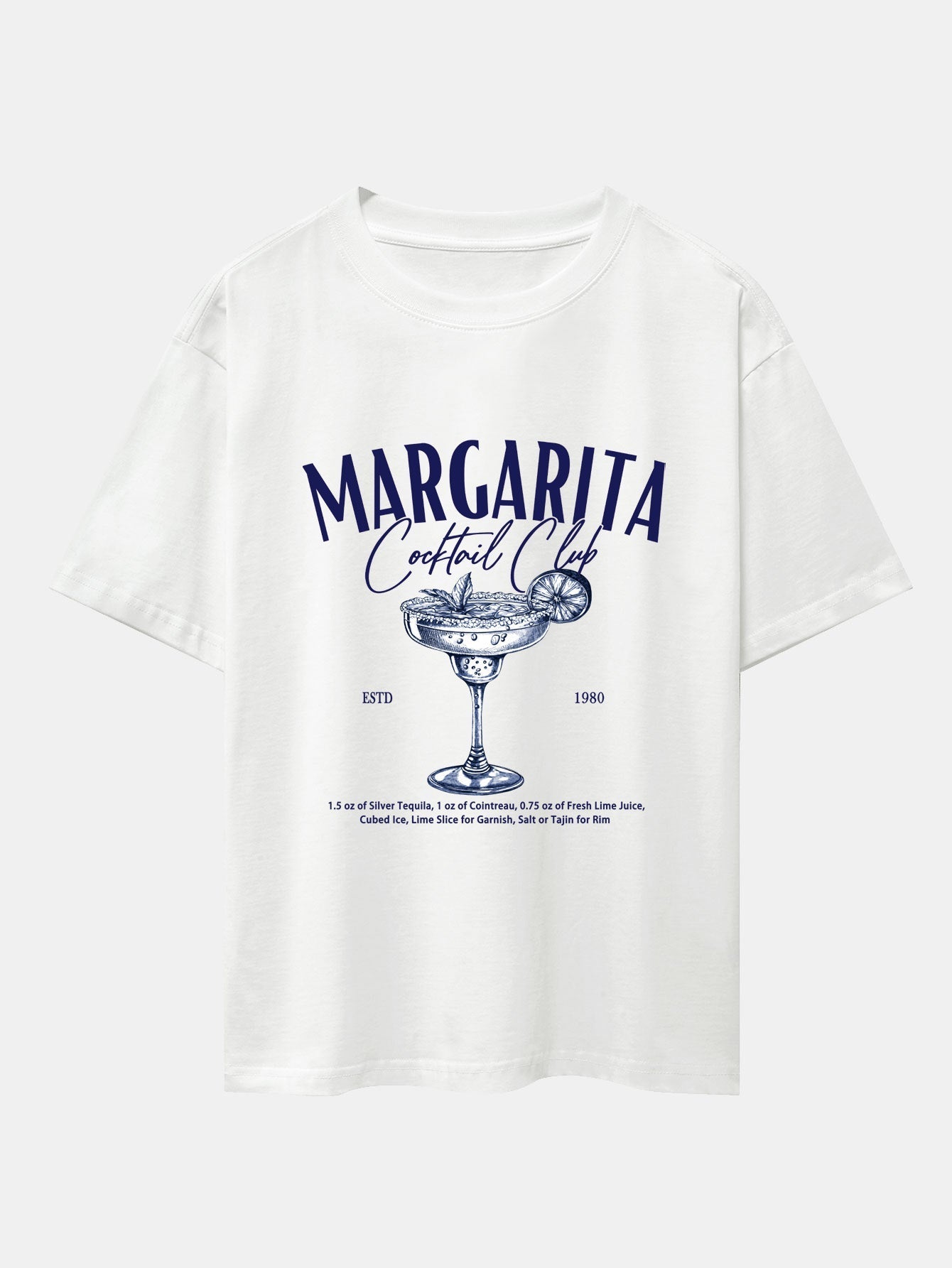 Margarita Cocktail Print Drop Shoulder Oversize T-Shirt