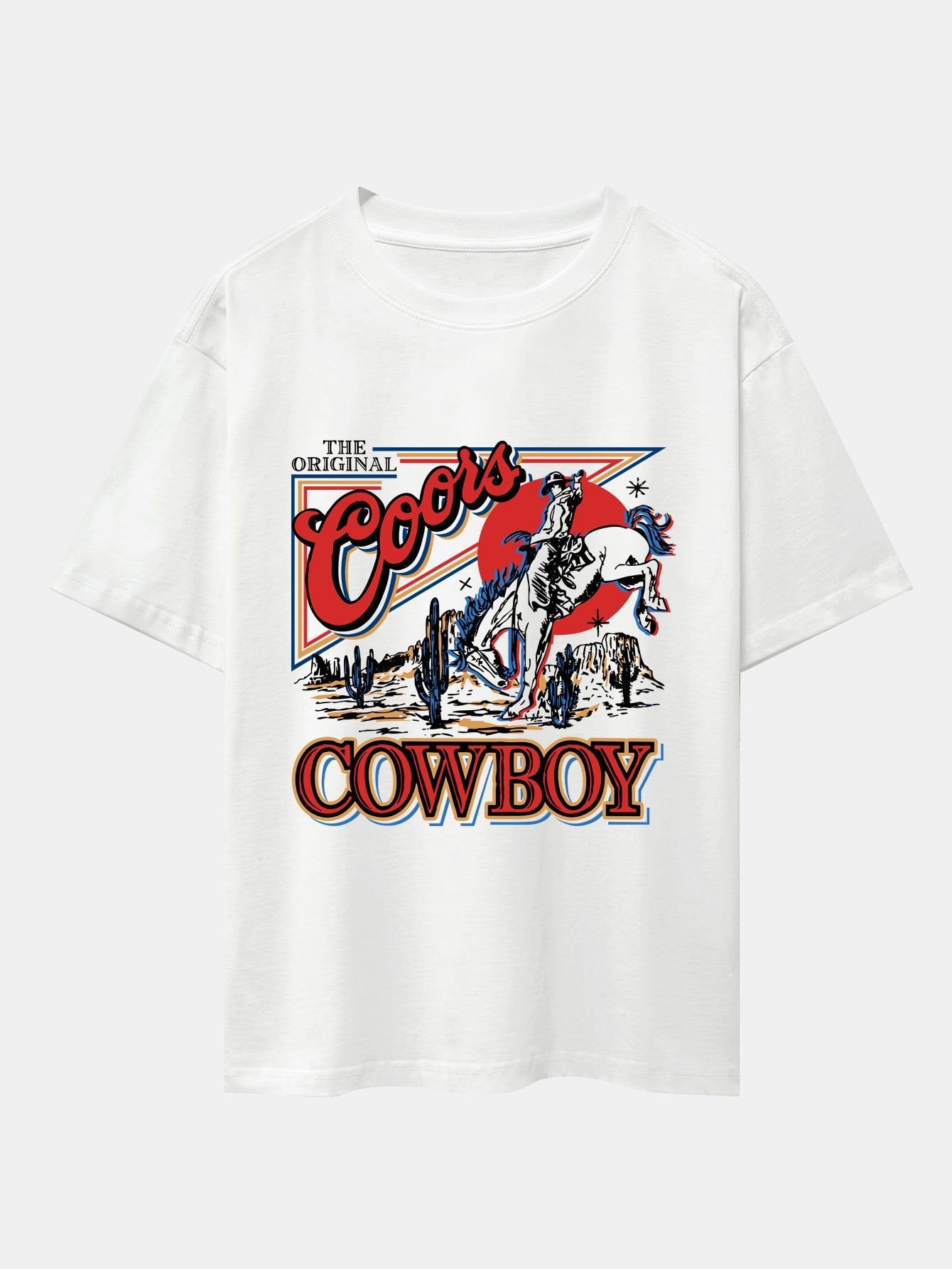 Western Cowboy Print Drop Shoulder Oversize T-Shirt