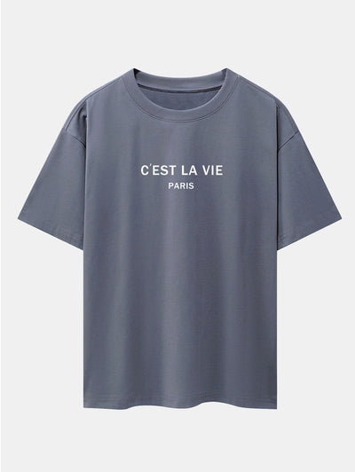 Paris Letter Print Dropped Shoulders Oversize T-Shirt