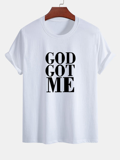 Regular Fit God Got Me Print Cotton T-Shirt