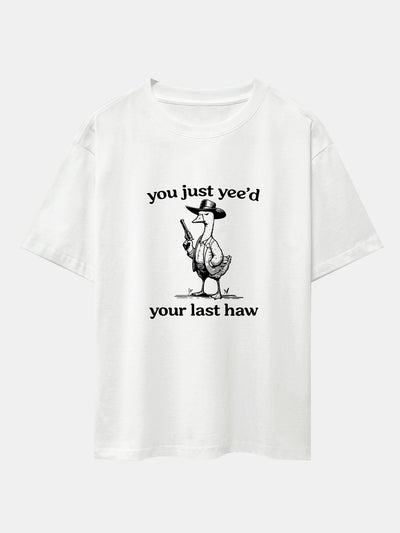 Cowboy Goose Print Drop Shoulder Oversize T-Shirt