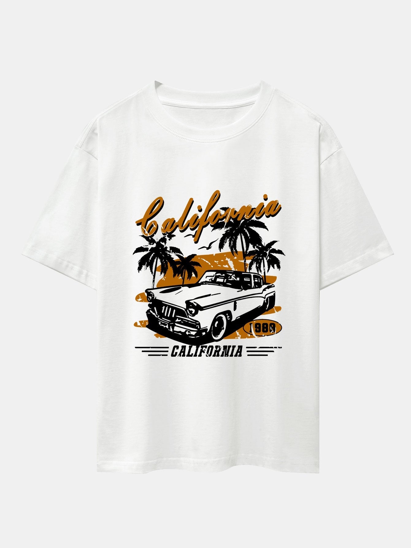California Car Print Drop Shoulder Oversize T-Shirt