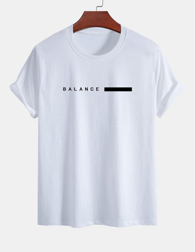 Regular Fit Balance Stripe Print Cotton T-Shirt