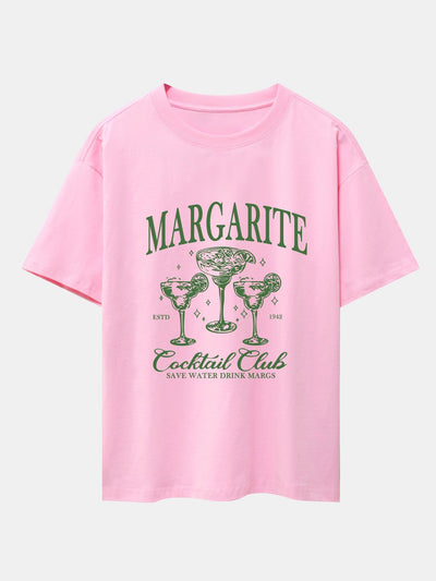 Cocktail Club Print Drop Shoulder Oversize T-Shirt