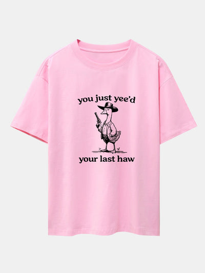 Cowboy Goose Print Drop Shoulder Oversize T-Shirt