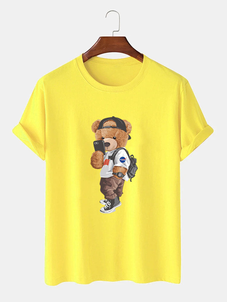 Selfie Bear Print T-Shirt