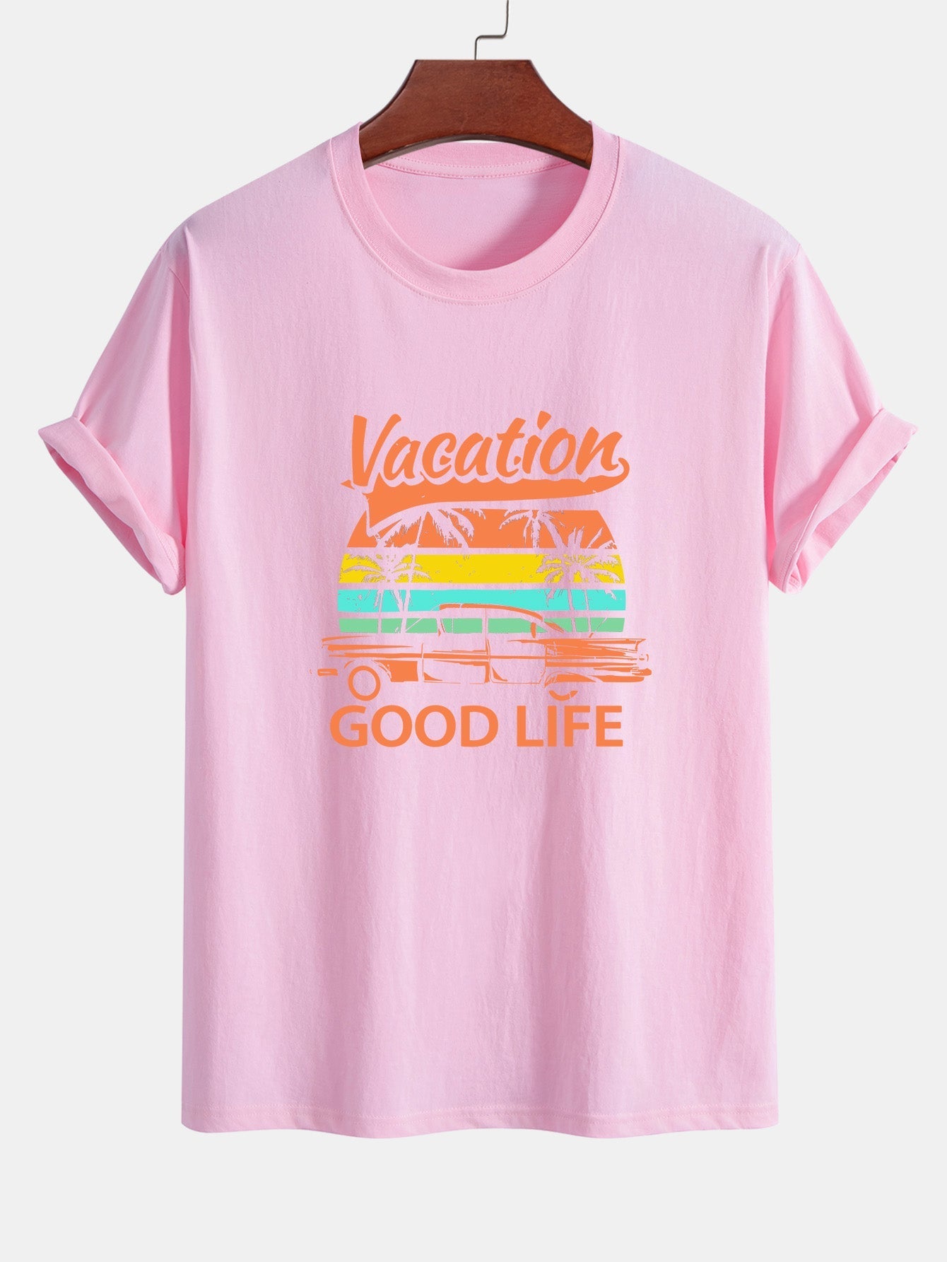 Regular Fit Good Life On Vacation Print Cotton T-Shirt