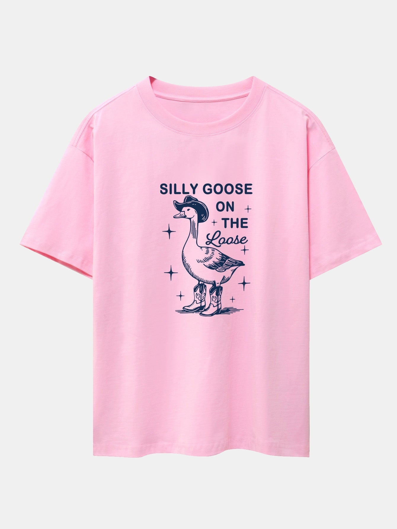 Silly Cowboy Goose Print Drop Shoulder Oversize T-Shirt