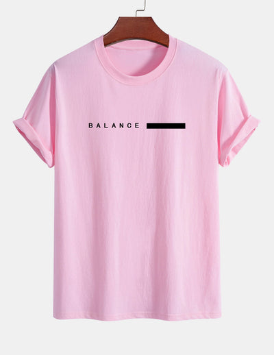 Regular Fit Balance Stripe Print Cotton T-Shirt