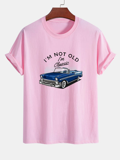 Regular Fit Car Slogan Print Cotton T-Shirt