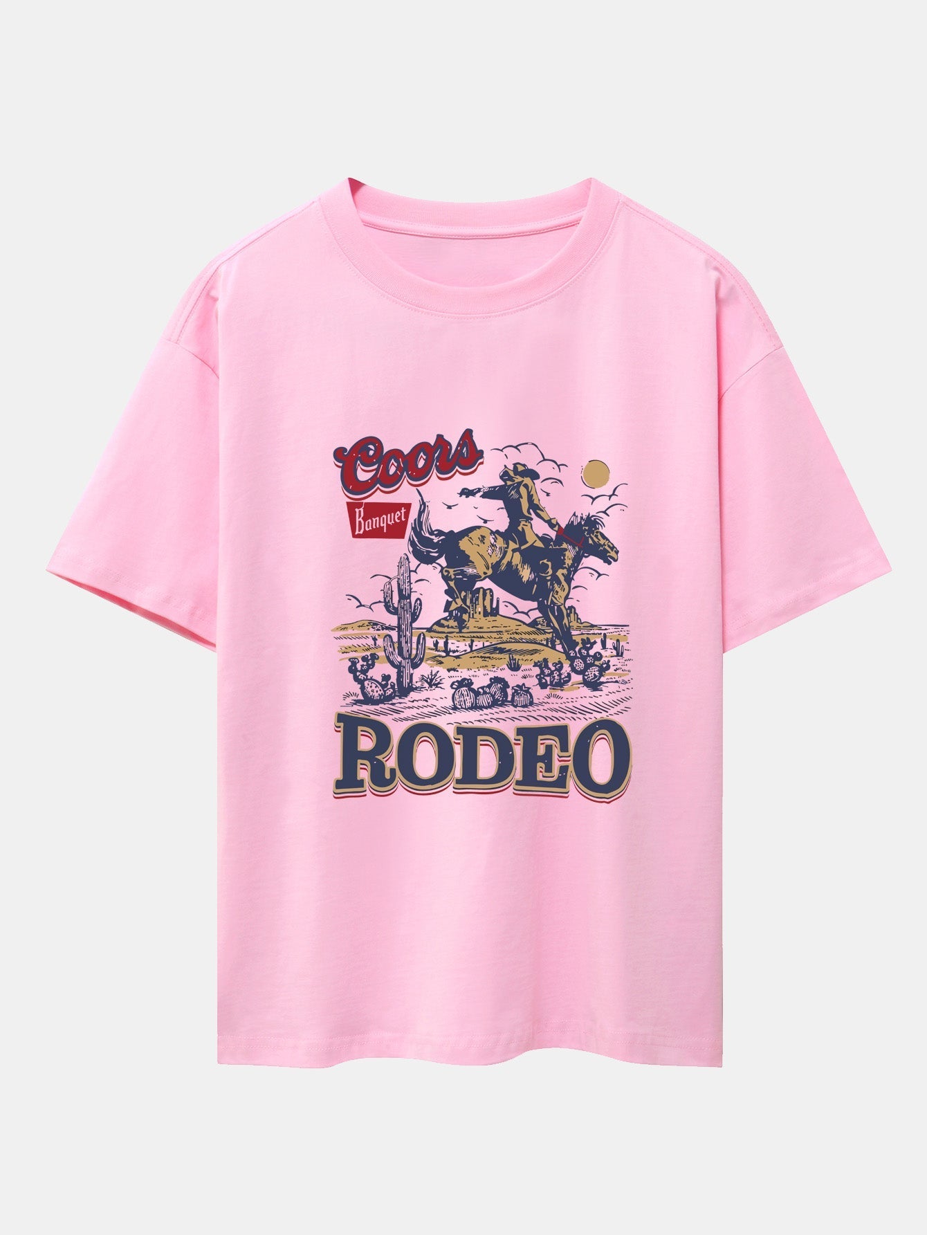 Western Cowboy Print Drop Shoulder Oversize T-Shirt