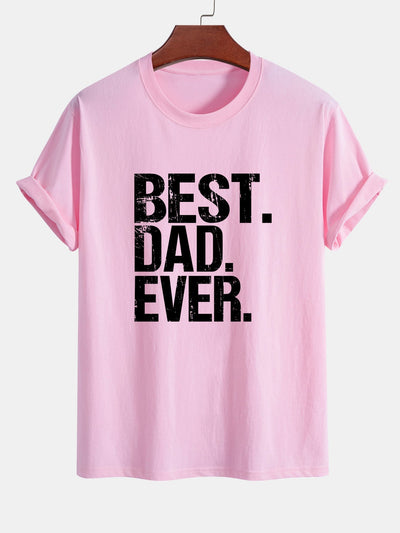 Regular Fit Best Dad Ever Print Cotton T-Shirt