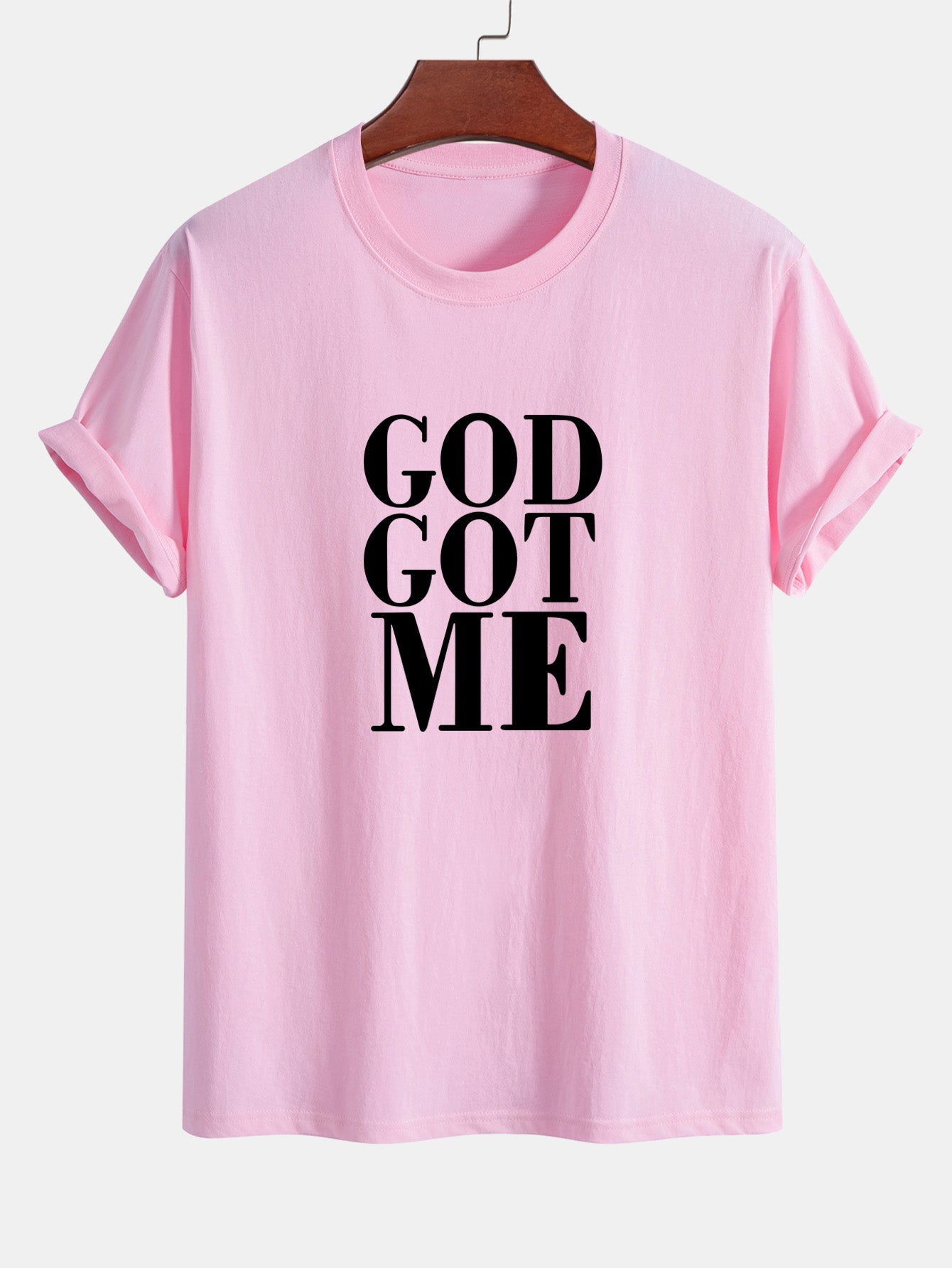 Regular Fit God Got Me Print Cotton T-Shirt