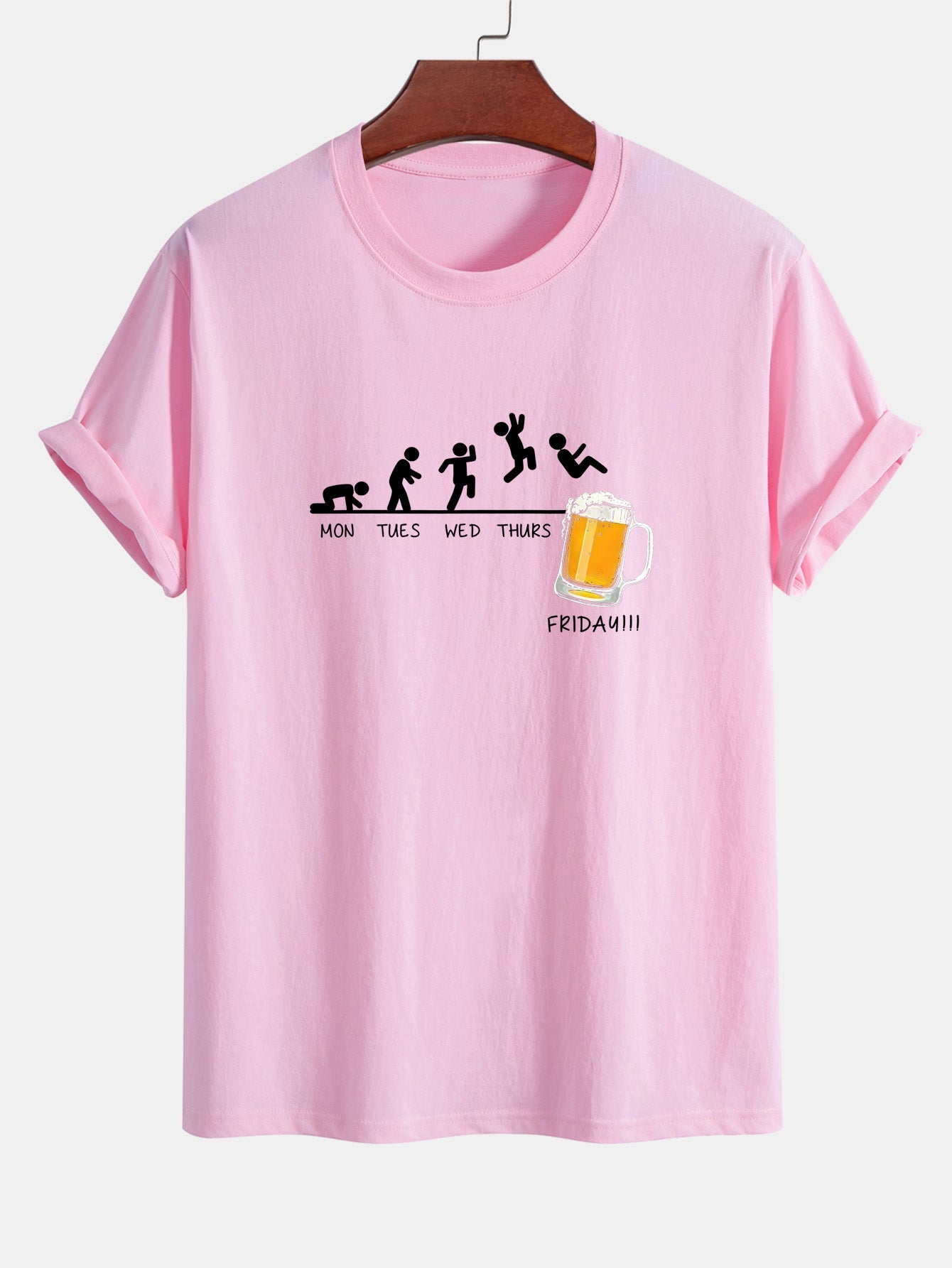 Regular Fit Funny Weekly Evolution Print Cotton T-Shirt