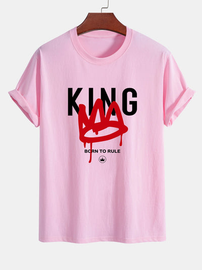 Regular Fit Crown King Print Cotton T-Shirt