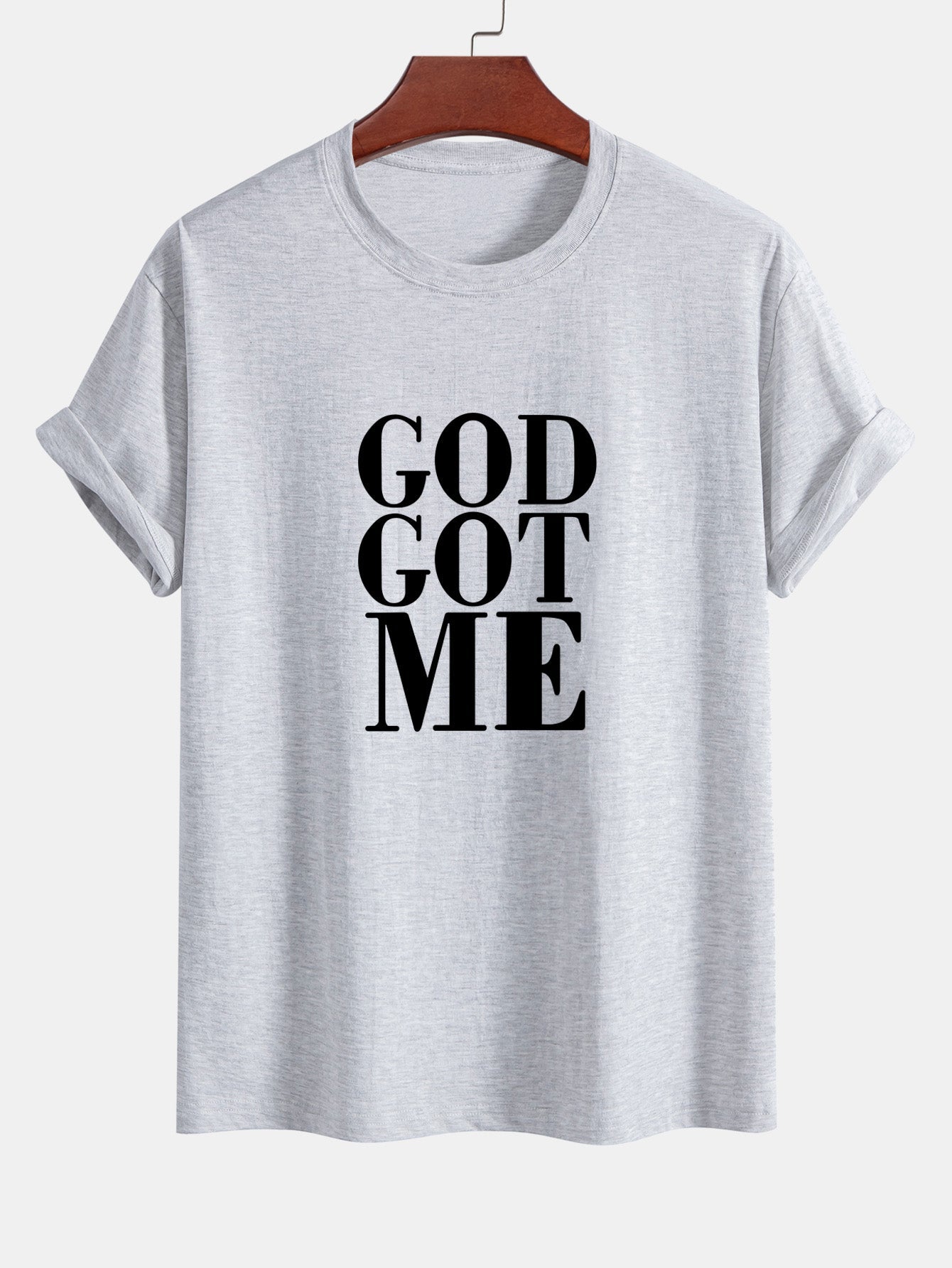 Regular Fit God Got Me Print Cotton T-Shirt