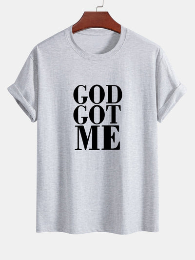 Regular Fit God Got Me Print Cotton T-Shirt