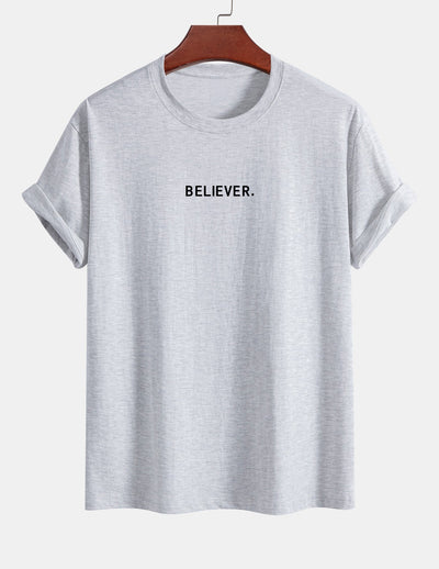 Regular Fit Believer Print Cotton T-Shirt