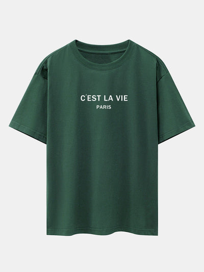 Paris Letter Print Dropped Shoulders Oversize T-Shirt