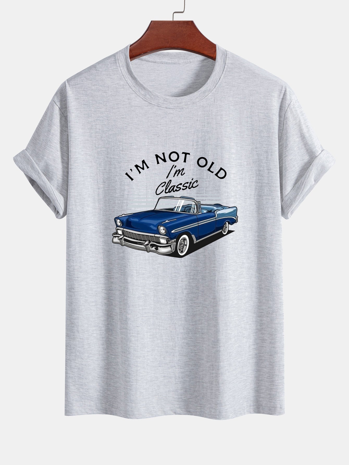 Regular Fit Car Slogan Print Cotton T-Shirt