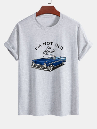 Regular Fit Car Slogan Print Cotton T-Shirt