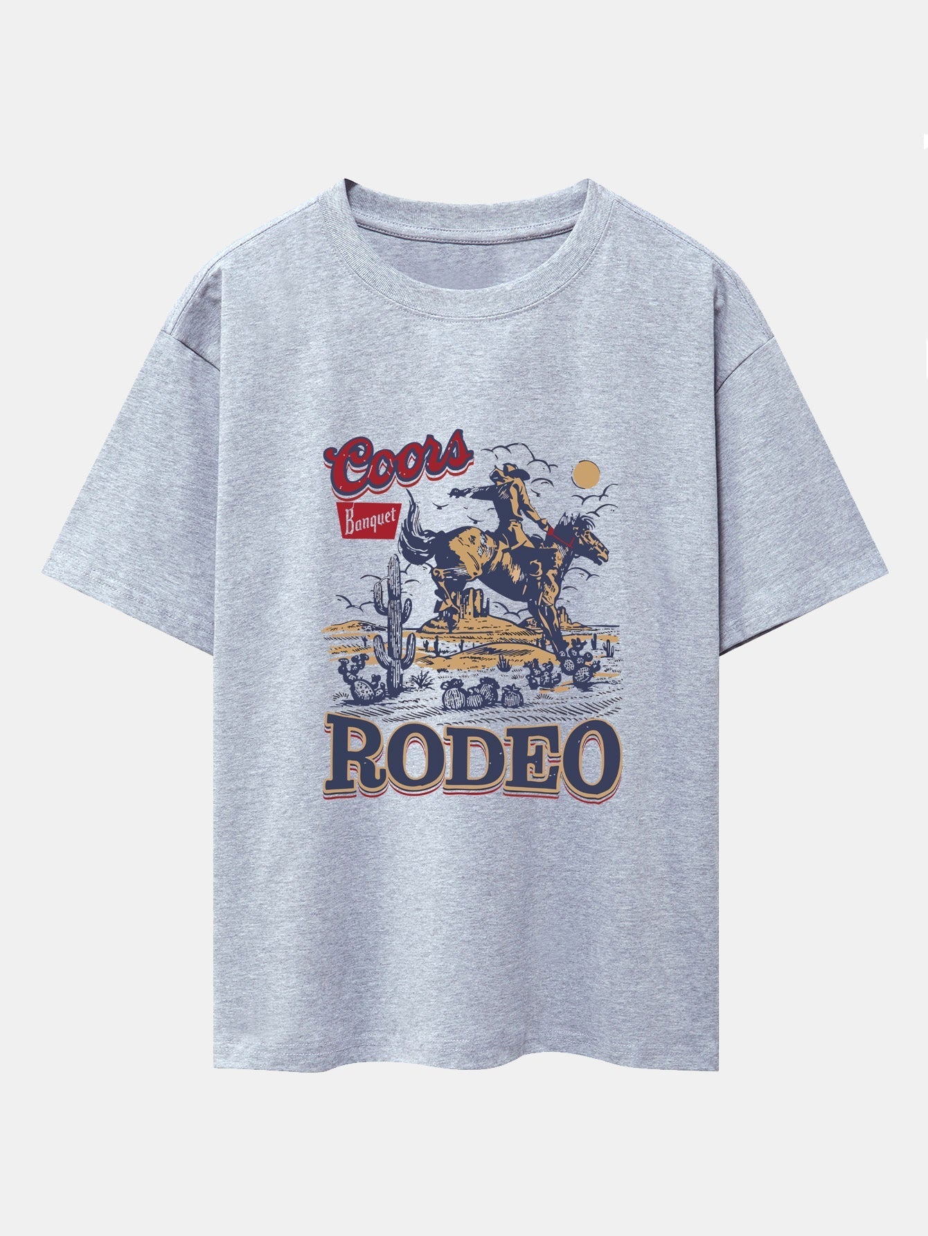 Western Cowboy Print Drop Shoulder Oversize T-Shirt