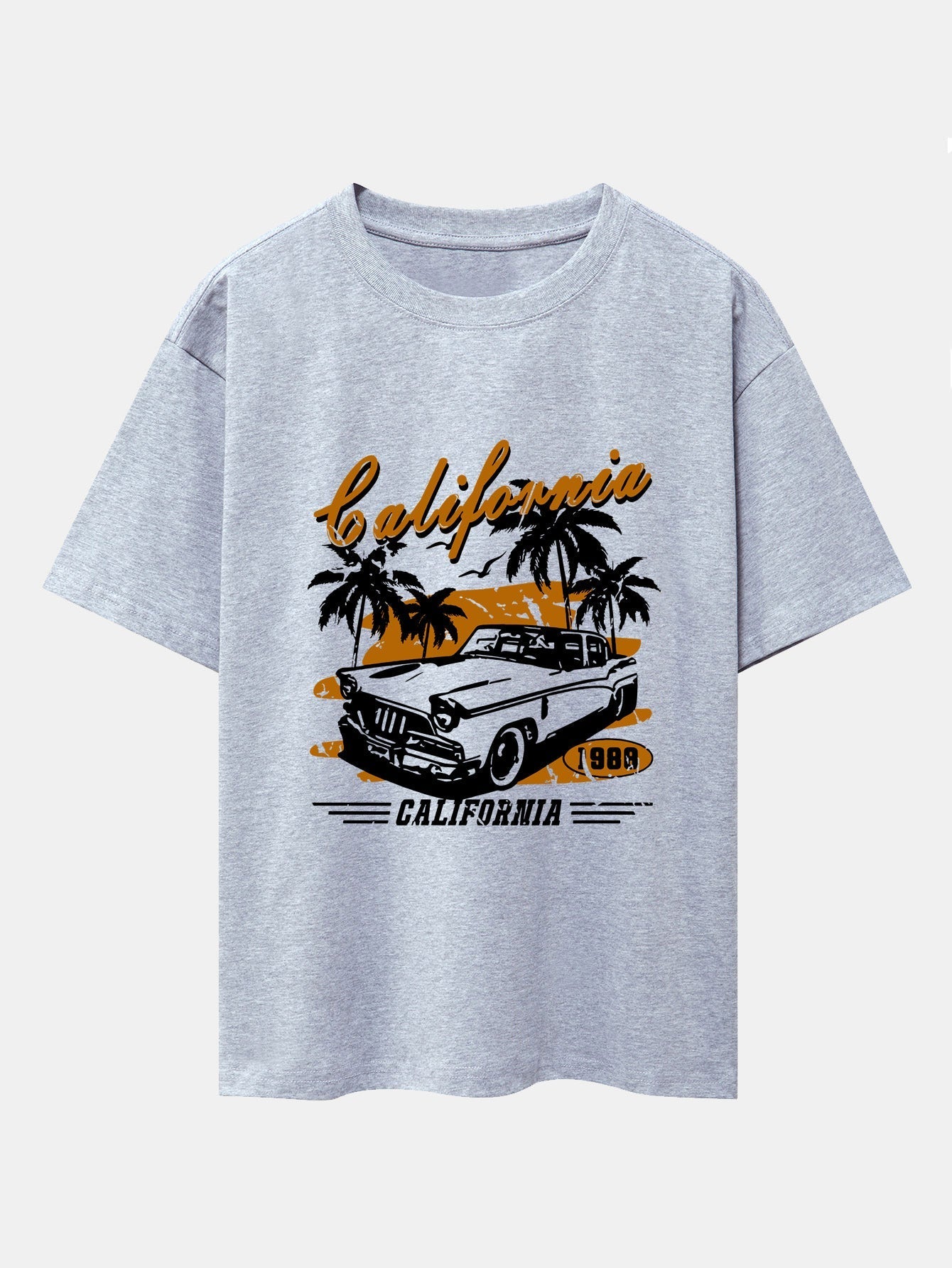 California Car Print Drop Shoulder Oversize T-Shirt