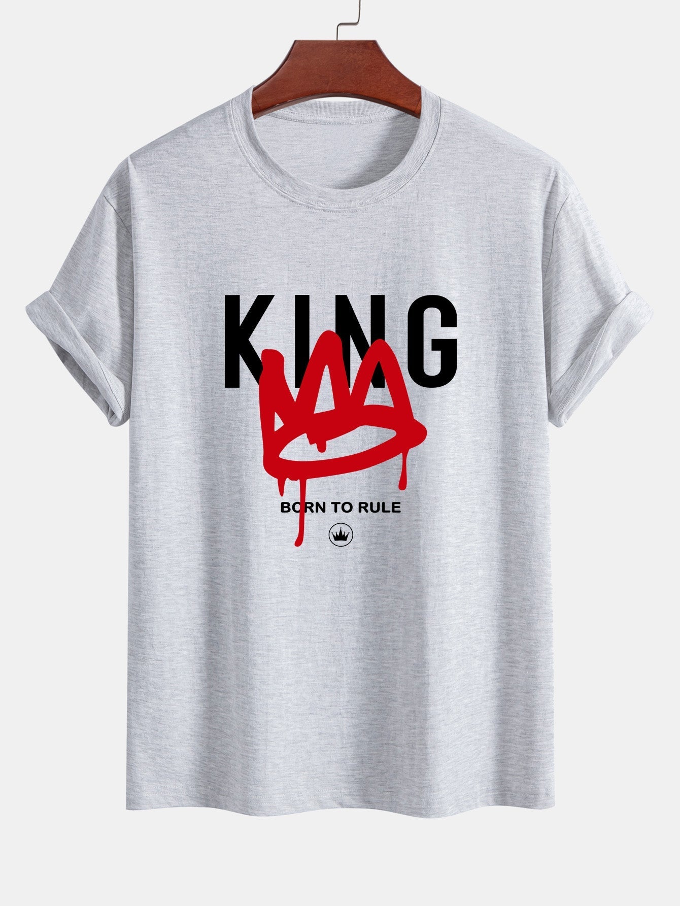 Regular Fit Crown King Print Cotton T-Shirt