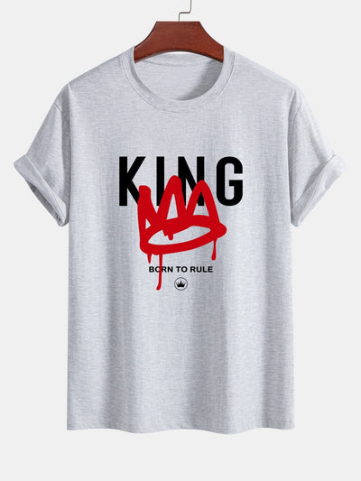 Regular Fit Crown King Print Cotton T-Shirt