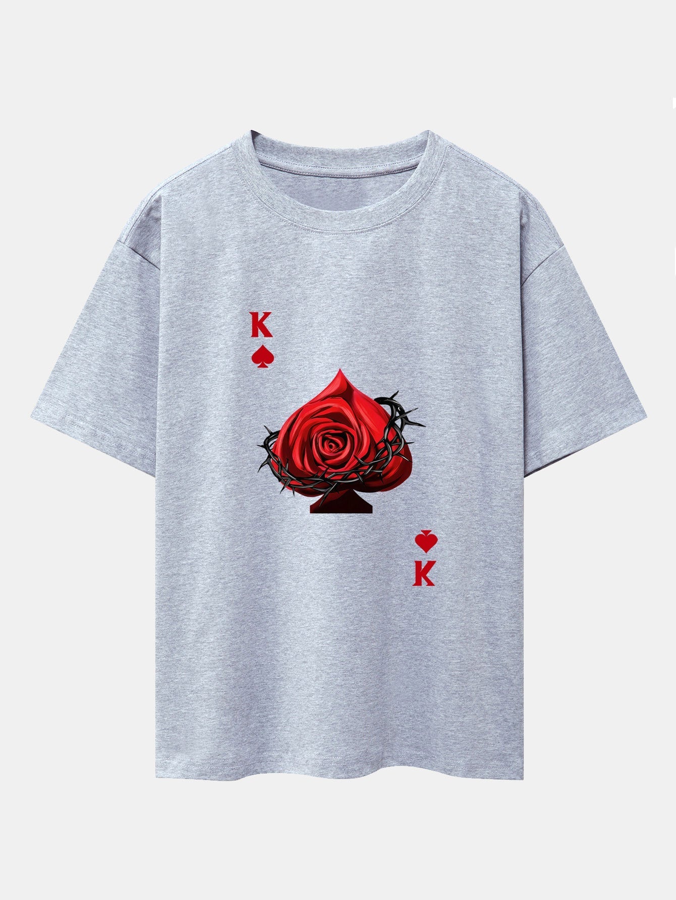 Rose K Print Drop Shoulder Oversize T-Shirt