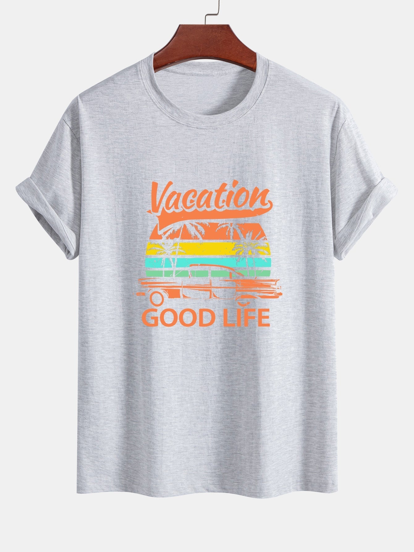 Regular Fit Good Life On Vacation Print Cotton T-Shirt